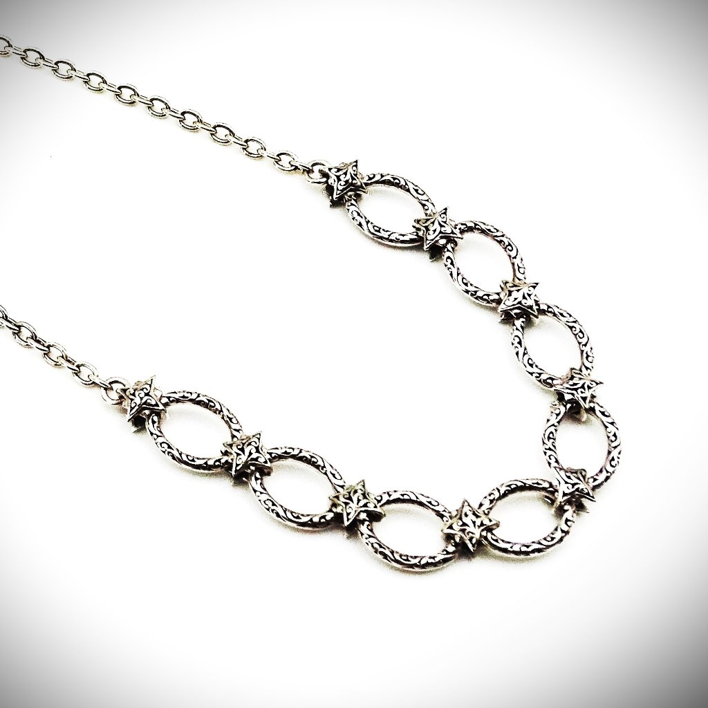 Lois Hill Sterling Silver Scroll Design Oval Link Necklace